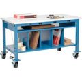 Global Equipment Mobile Packing Workbench W/Lower Shelf   Power, ESD Safety Edge, 72"W x 30"D 244214AB